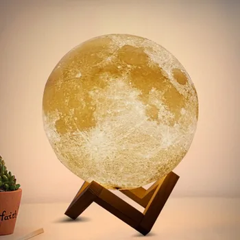 

New Rechargeable LED Night Light Moon Lamp 3D Print Moonlight Bedroom Home Decor 2 Colors Touch Switch Usb Led Night Lighting