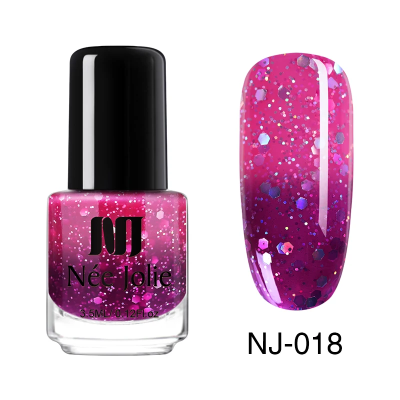 3.5ml - NJ-018 Ни Джоли термальный лак для ногтей с блестками, Температура Цвет меняется быстро сухой Маникюр 3,5/7,5 мл градиент лак для ногтей - Цвет: 3.5ml - NJ-018