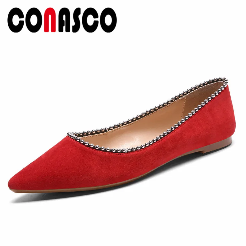 

CONASCO New Arrival Women Boat Shoes Suede Leather Spring Autumn Elegant Flats Casual Quality Office Lady Shallow Shoes Woman