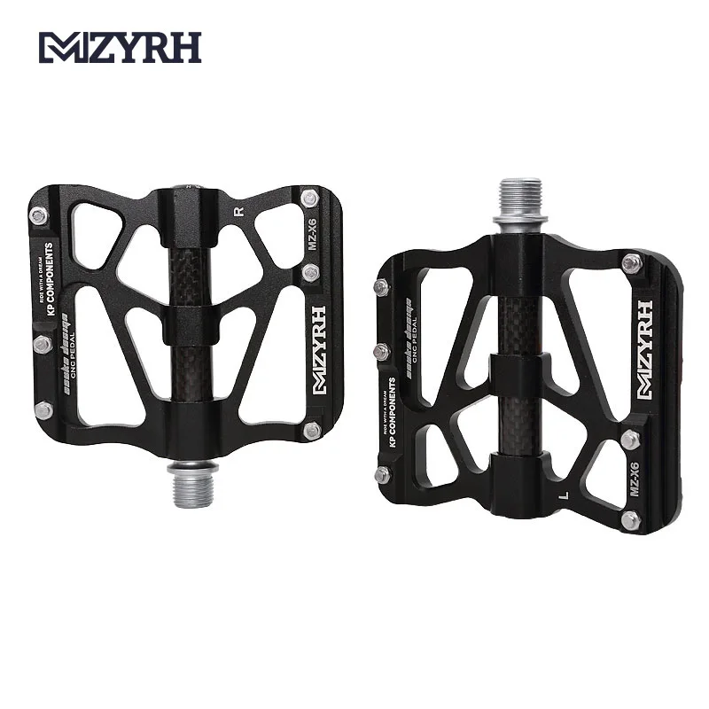 

MZYRH X6 Aluminum Alloy 3 Sealed Bearing Mountian Bike Pedals Pedals MTB Bicycle Carbon Fiber Big Tread Pedals for Bicycle parts