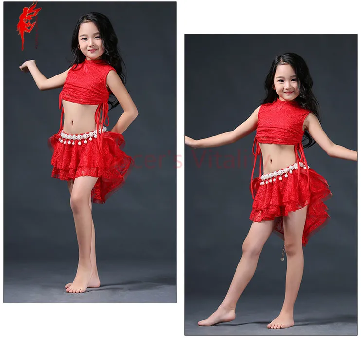 Ребенок прекрасный танец живота одежда для девочек элегантный танец живота одежда 2 шт. (без рукавов Топ + юбка) для девочек танец живота