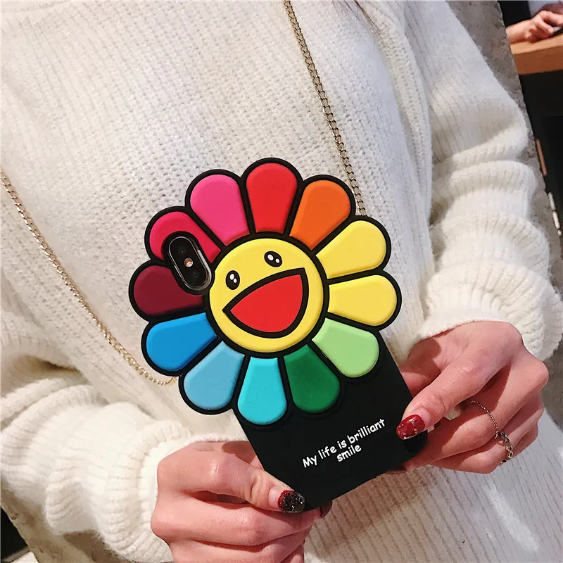 Murakami Takashi KaiKai KiKi Rainbow Flower Phone Case For Apple Iphone 6 6s 7 8 Plus X XR XS MAX Silicone 11 pro max Cover Capa