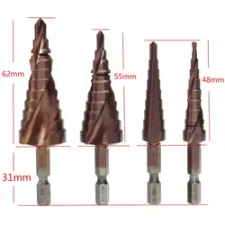 6-24 мм HSS шаг отверстия сверлом резак шестигранным хвостовиком Спираль Конус Groove 1/4 шестигранным хвостовиком DIY инструмент Биты Мощность