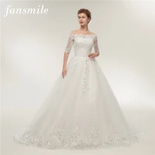 Fansmile винтажные кружевные свадебные платья с длинным рукавом размера плюс свадебные платья Vestidos de Novia Тюль Mariage FSM-130T
