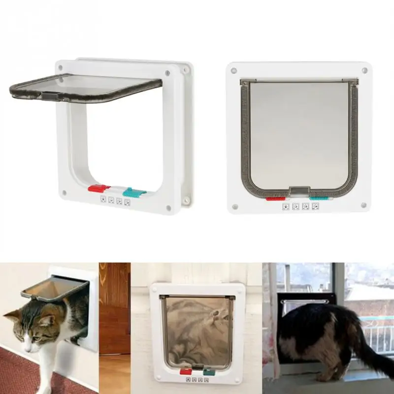 Горячая 4 способа Запираемая собака, кошка, котенок дверь безопасности заслонки двери ABS пластиковые животные маленький кот люк для собаки двери товары для домашних животных