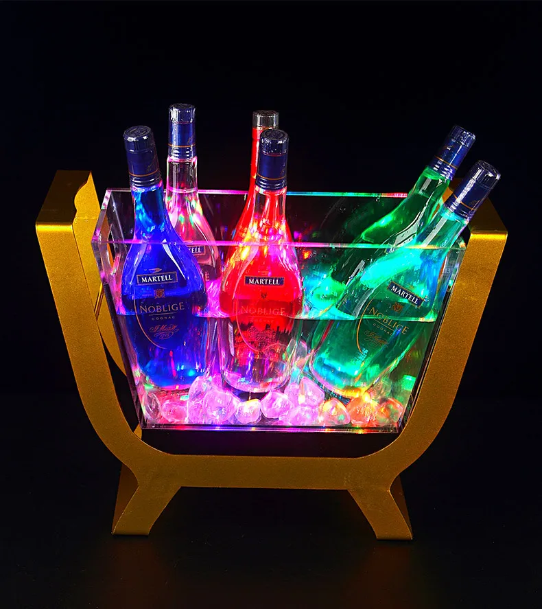 LED ICE Bucket steel frame acrylic bucket can hold more than 6 champagnes Luminous Wine Bottle Holder Boat Shaped Bar props LED ICE Bucket steel frame acrylic bucket can hold more than 6 champagnes Luminous Wine Bottle Holder Boat Shaped Bar props