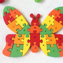 Новые Деревянные игрушки животных мультфильм бабочка 26 шт. английские буквы и цифровой познавательная деревянные головоломки