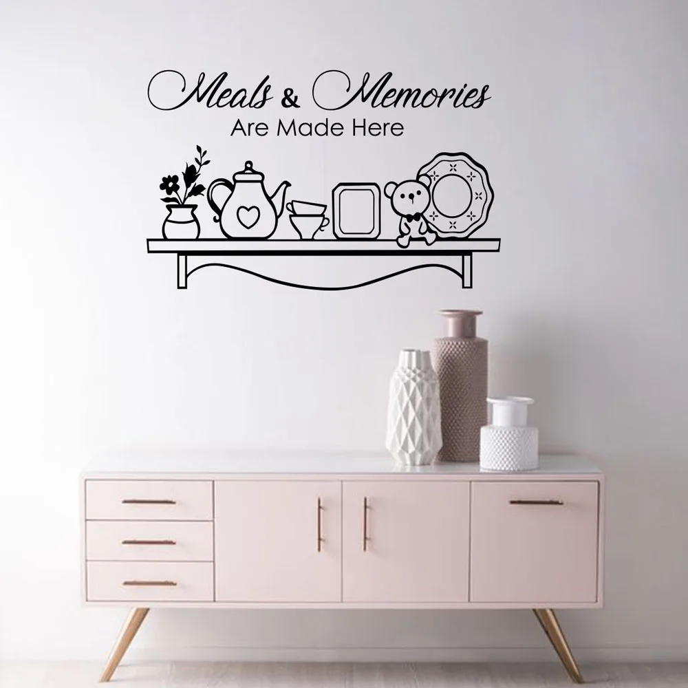 

Kitchen Wall Decal Vinyl Art Waterproof Movable Quote Meals and Memories are Made Here Wall Stickers Home Dining Room Decor W512