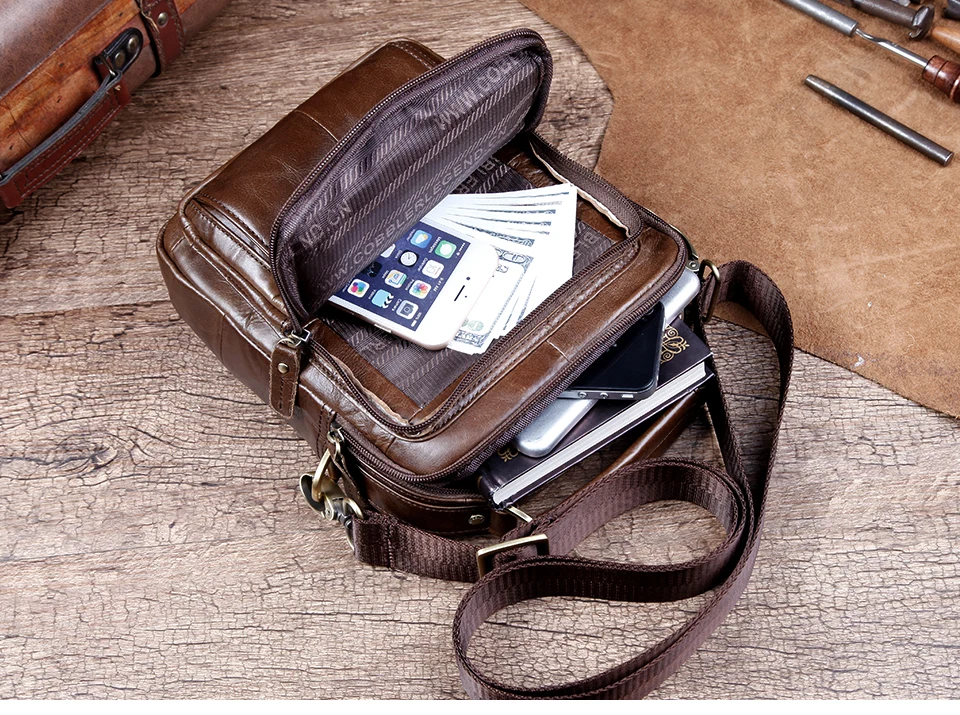 genuíno para homem natural cowskin pequeno saco