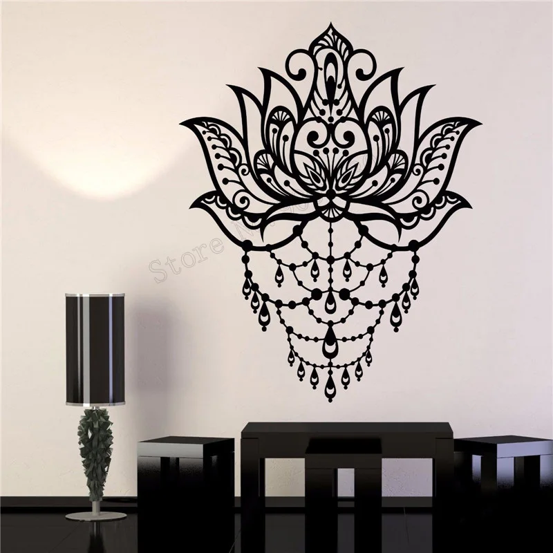 

Art Wall Sticker Lotus Wall Decoration Beauty Vinyl Art Removeable Decor Yoga Center Meditation Poster Modern Mural LY249