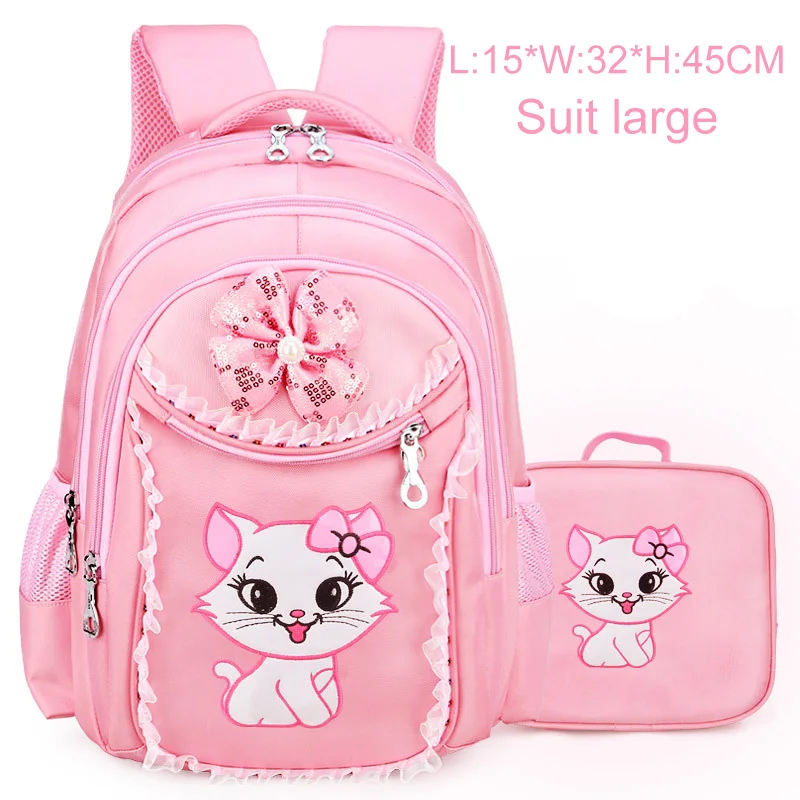 Школьный рюкзак для девочек-подростков милые Мультяшки, для принцессы Кошка детский рюкзак для детей кружево книжная Сумка Основной Для женщин рюкзак - Цвет: Pink-Suit-large