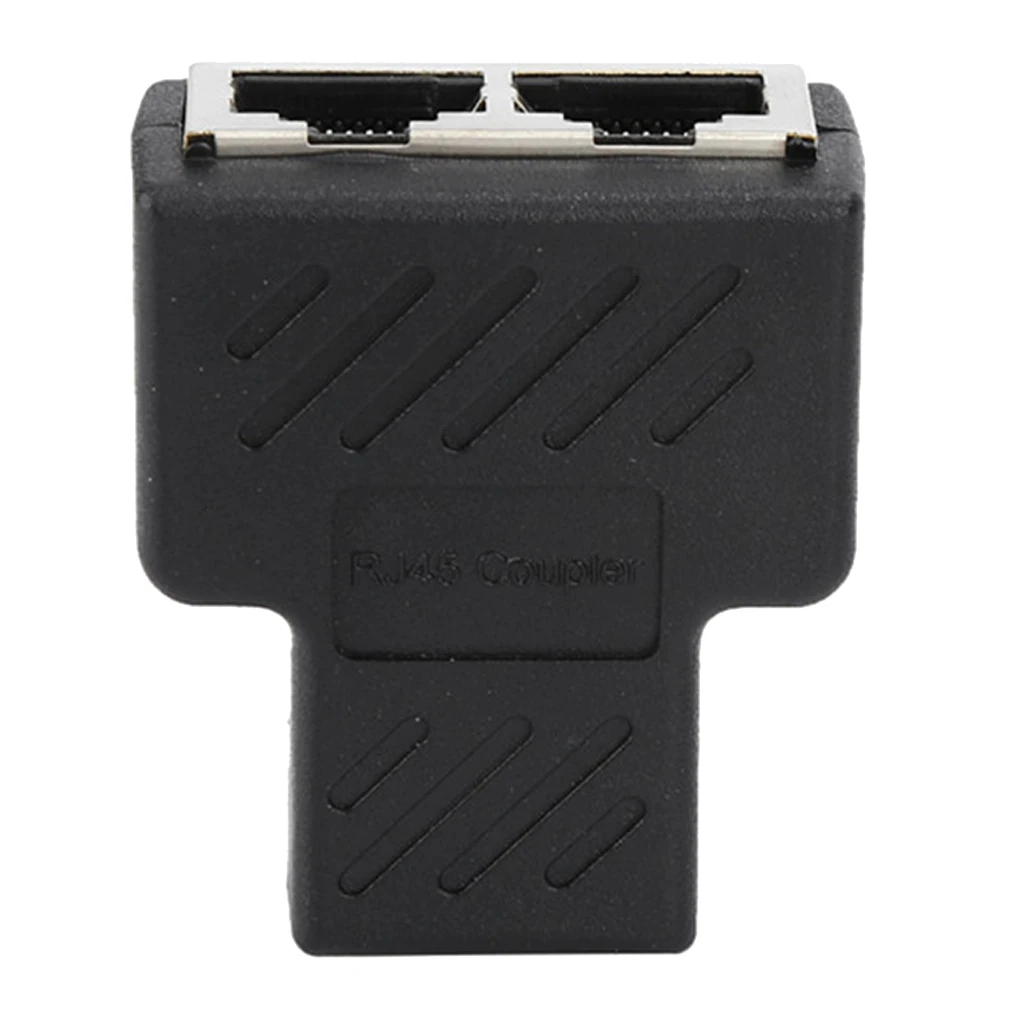 1x RJ45 8P8C 1 to 2 Female Adapter Divider Splitter Network Connector Black
