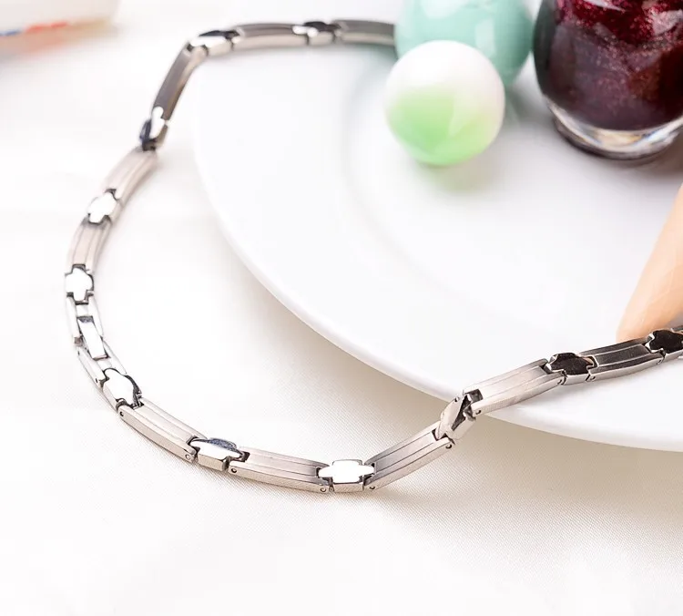 Summer Style Pure Titanium Necklace with Health Stone Inlay Men Jewelry