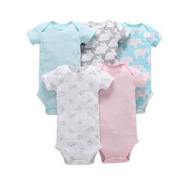

baby girl clothes 2019 new baby infant cotton round neck short-sleeved cartoon pattern printing triangle hayi five-piece suit