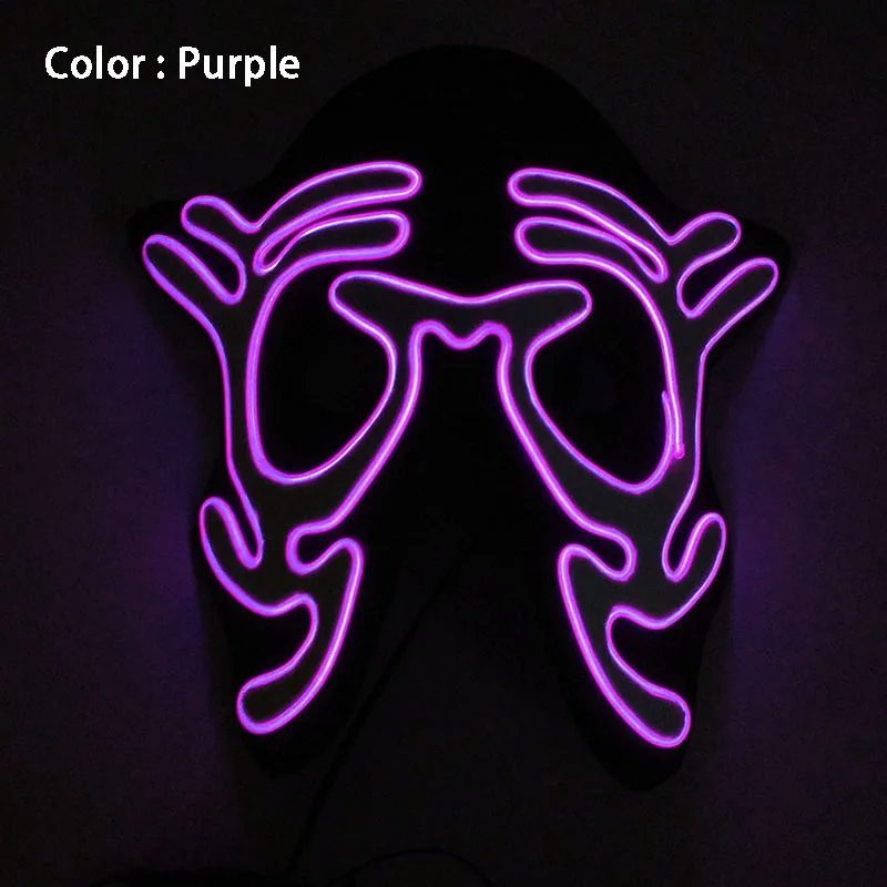 Sound Active-Purple Стиль Tiger M для лица EVA маска на Хеллоуин и Рождество Вечерние Маски бар электронный слог Косплей Аксессуары Светящиеся в темноте - Цвет: Sound Active-Purple