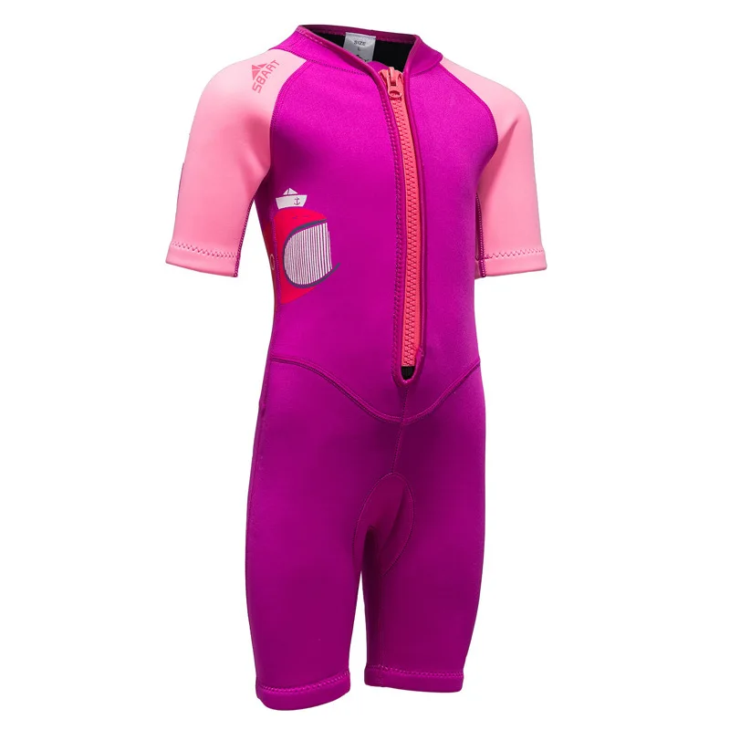 Kids Youth Wetsuits Neoprene 2mm Shorty Wetsuit Girls Pink Swimwear