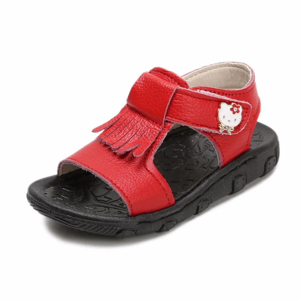 

KINE PANDA Girls Boys Sandals Hello Kitty Shoes Genuine Leather Toddler Baby Sandals Soft Girl Little Kids Shoes 1-6 Years Old