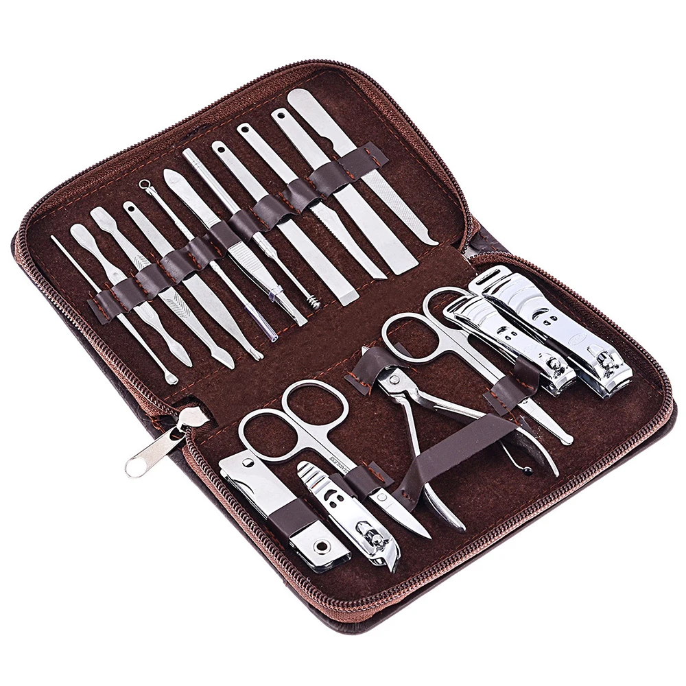 18 шт Высококачественный накладные ногти инструмент Портативный полный набор кусачек Tool педикюр инструмент для салонов красоты