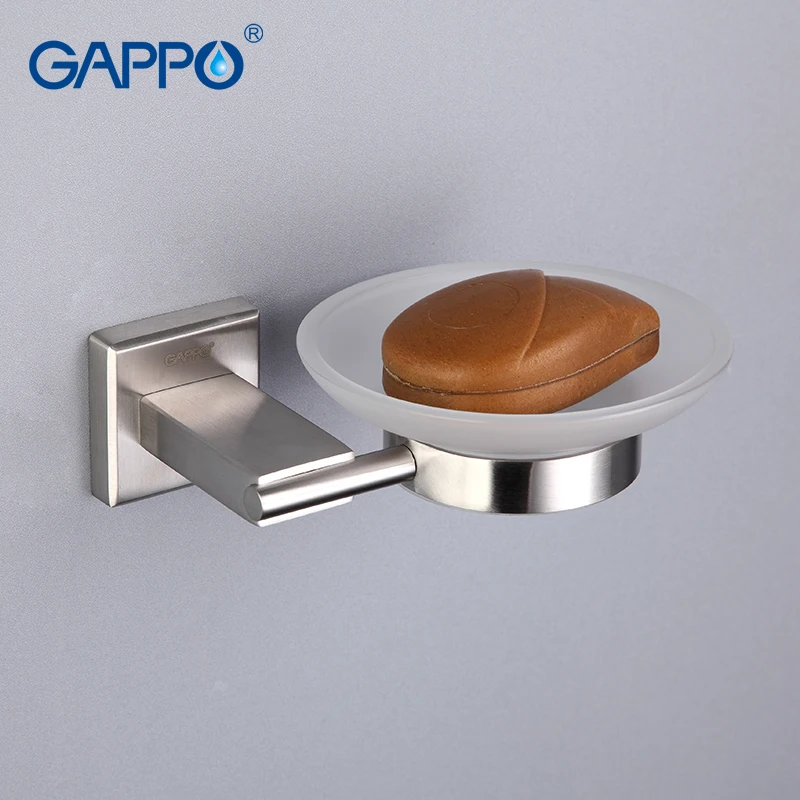 Günstige GAPPO Seife Gerichte Wand montiert Seife Box Seife Korb Halter Mit Glas Bad Zubehör Edelstahl Seife Fall