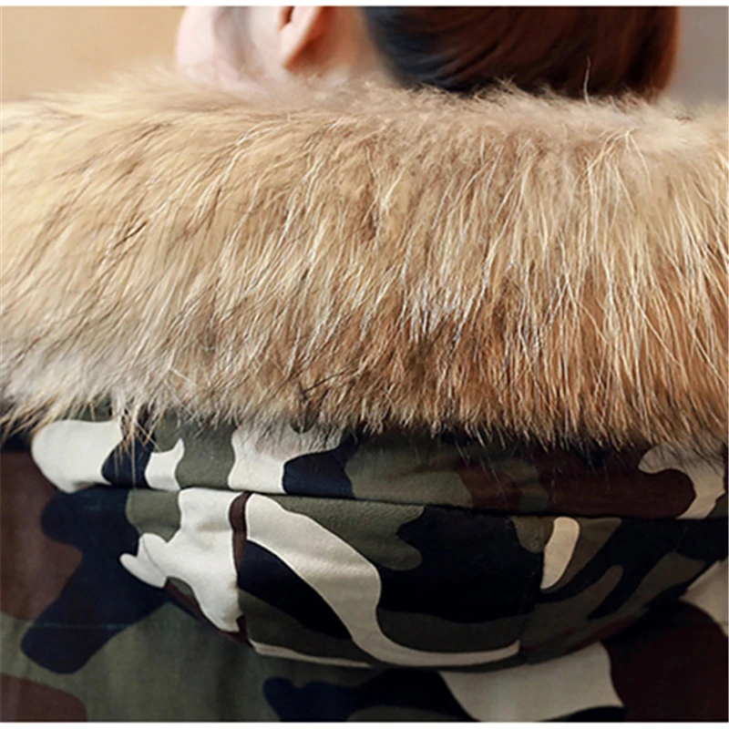 2018 H0159 Qualité Col Chaud Mode De Hiver Fourrure À Photo Coton Femmes Haute Color Nouveau Capuche Manteau Long Camouflage Réel Tresses aIIrqU