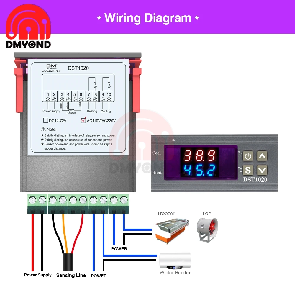 DST1020 AC 110-220V Цифровой термостат гигростат регулятор температуры влажности Регулятор термометр метр Замена STC-1000