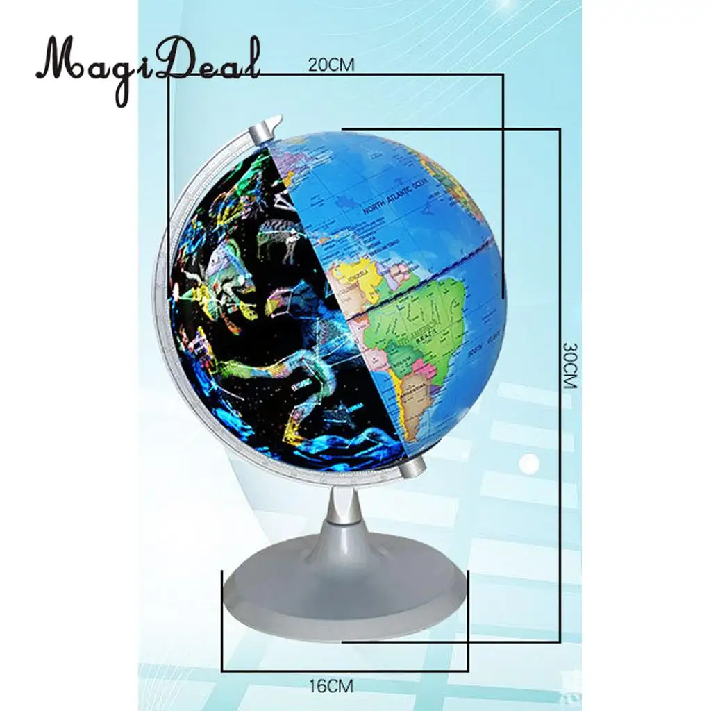 MagiDeal 20cm Day View World Globe and Night View Illuminated Constellation Map Globe for Home Table Desk Decoration Ornaments