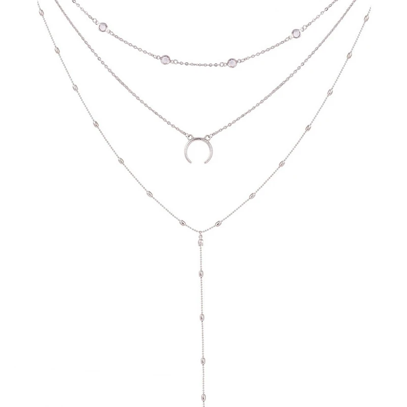 H:HYDE Fashion Trendy Jewelry Copper Moon Choker Multi Layer Necklace Gift for Women Boho Layering Chokers Statement Chockers Fashion Jewelry