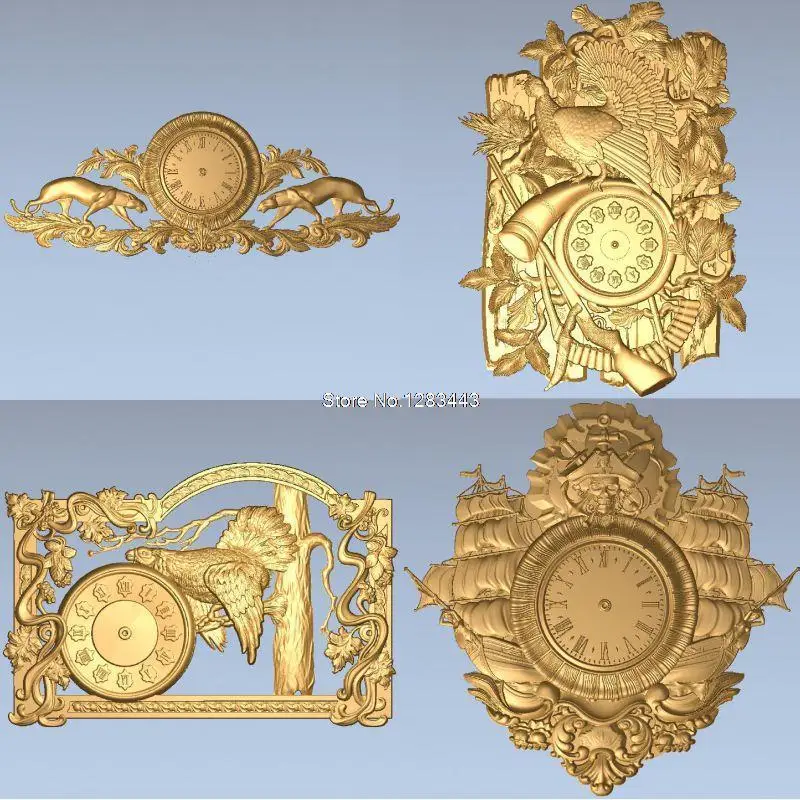 20 шт часы 3d модель STL рельеф для ЧПУ STL формат Horologe 3d модель для ЧПУ stl рельеф artcam vectric aspire