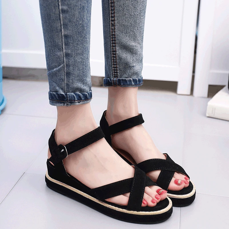 

RIGESS Summer Women sandals New 2017 Solid color Increase Hasp Woman shoes Casual Comfortable Woman Sandalias Zapatos