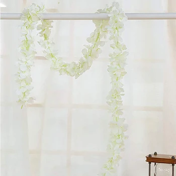 

2pcs Artificial Wedding Flower Vine Artificial Silk Flower Garland Hanging Plants Home Wedding Arch Garden Wall Decor White