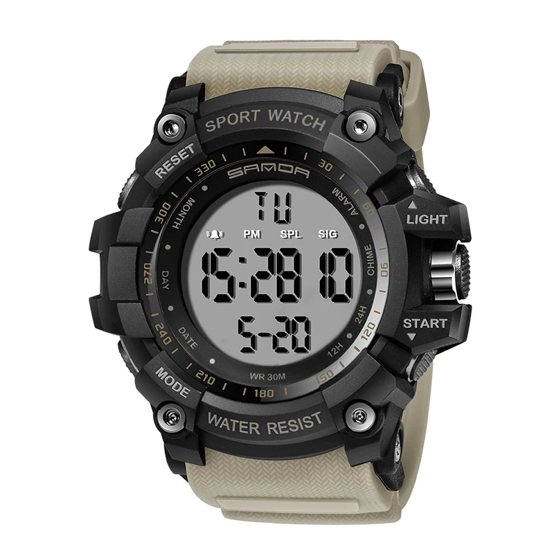 SANDA Брендовые мужские модные спортивные часы, мужские цифровые светодиодный Электронные водонепроницаемые часы, мужские военные часы, мужские часы 359
