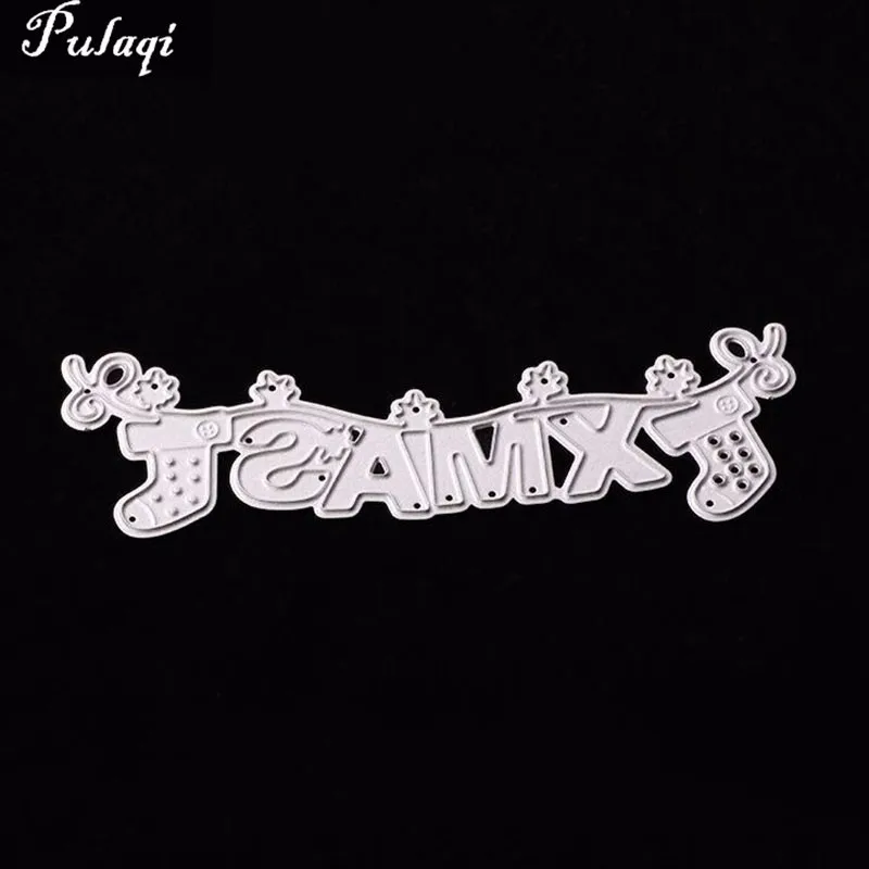 

Pulaqi 2018 New Xmas Socks Stamp Dies Set Rubber Clear Stamps Metal Cutting Dies for Scrapbooking DIY Christmas Stocking D