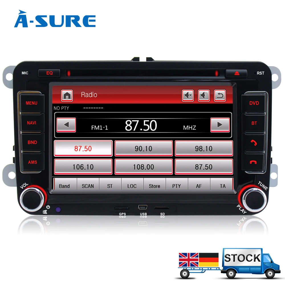

A-Sure 2 Din Car Auto Radio GPS DVD Player Sat Navigation Navigation for VW PASSAT Skoda T5 Polo Sharan TOURAN TIGUAN GOLF 5 6