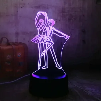 

2018 Beautiful toys LED Lighting Dancer Girl and Boy Romantic Acrylic 3D RGB Novelty Night Lights USB Desk Lamp Room Home Decor