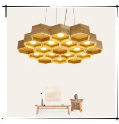 Solid wood modern pendant light Chinese Nordic creative minimalist living room dining wood ball wooden pendant lamp