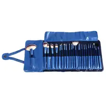

Pro 24pcs Makeup Brushes Set Blue Powder Foundation Eyeshadow Make Up Brushes Cosmetics Soft Synthetic Hair With PU Leather Case