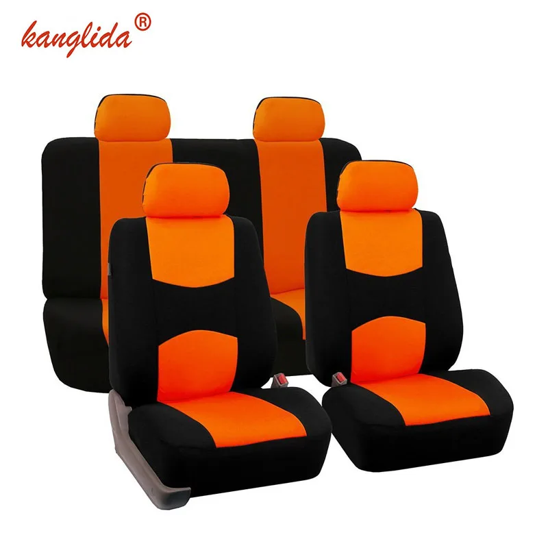 KANGLIDA 9pc Car Seat Cover Full Car Best Car Seat Covers Set for Lada Universal Fit Interior Accessories - Название цвета: Оранжевый