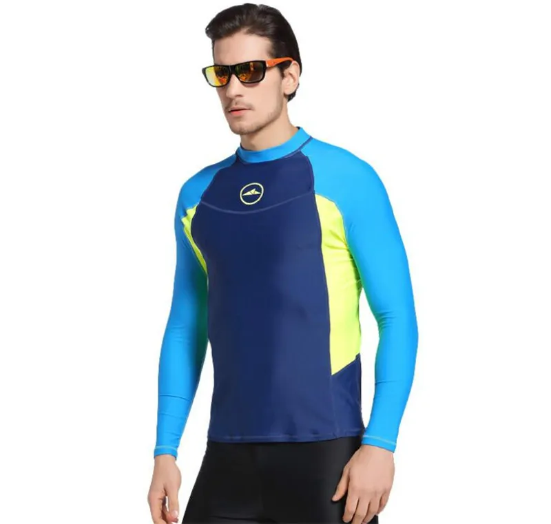 SBART Men Long Sleeve Anti UV Rashguard Surfing Diving Swim Shirt