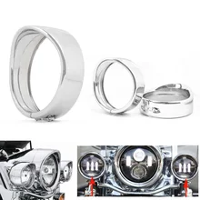 Moto 7 “pollici LED H4 Faro Trim Anello Lunetta Visiera 4.5” Lampada Della Nebbia Trim Anello Bezels Per Har -ley Touring Street Glide FLH