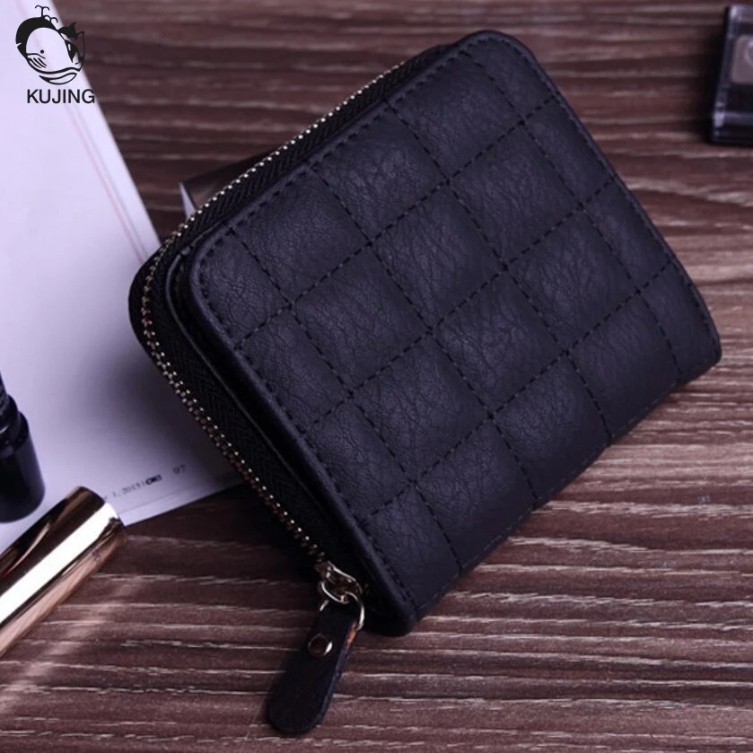 KUJING women wallet quality mini zipper short section student wallet