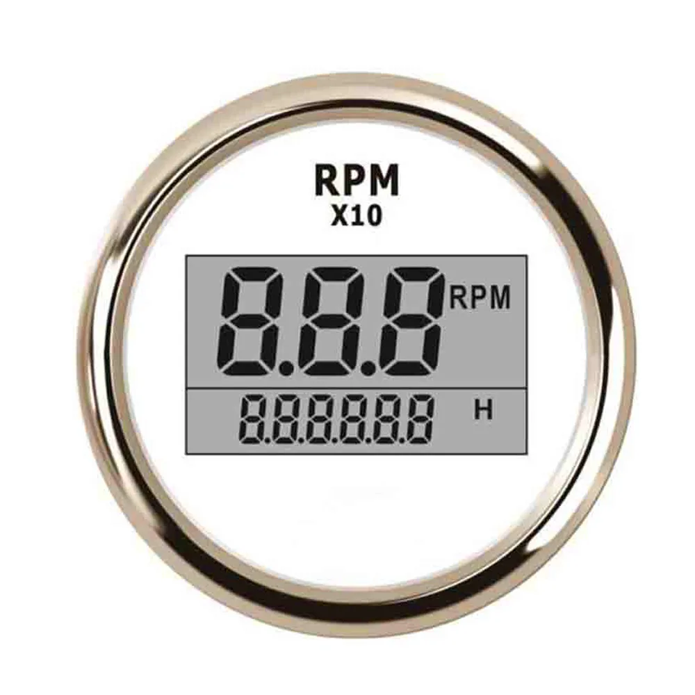 

52mm Boat Digital Tachometer Guage with Engine Hourmeter LCD Display RPM Tachometer Gauge 0~9990 RPM for Car Boat 9~32 V