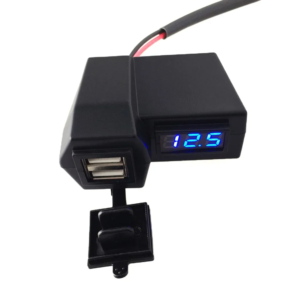 

3.1A Car Motorcycle Voltmeter Thermometer Digital LED Auto Car USB Charger Temperature Meter Voltmeter High Quality ATV Parts
