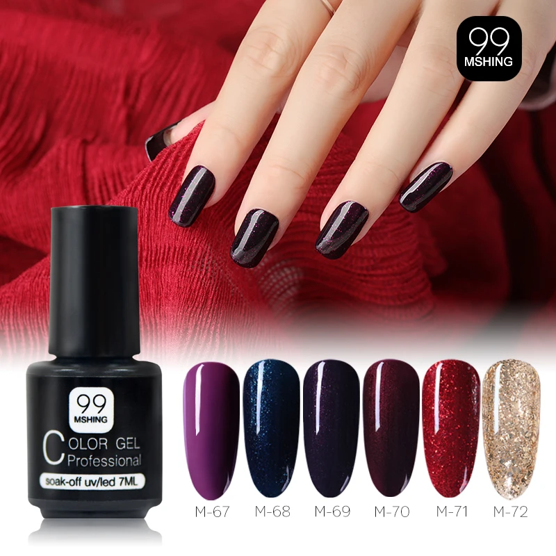 

MSHING99 Gel nail polish 6Pcs/lot Nail Polish LED UV Gel For Nail Soak Off Nails Gel Lacquer Glitter Hybrid Nail Polish
