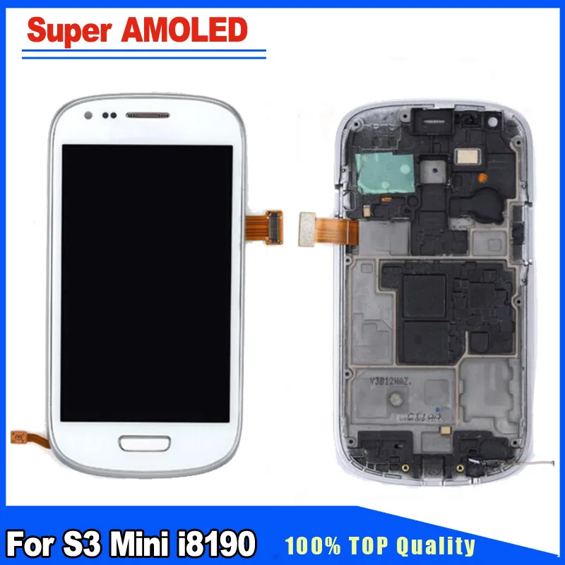 

100% Tested For Samsung Galaxy S3 Mini i8190 Super AMOLED LCD Display Touch Screen With Frame Full Assembly With Free Tools