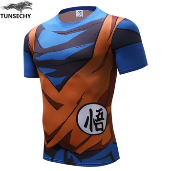 

2019 New Men's Fashion Goku Dragon Ball 3D Print Casual Short Sleeve Cosplay T-Shirt Compression Tshirts Fitness Asian size