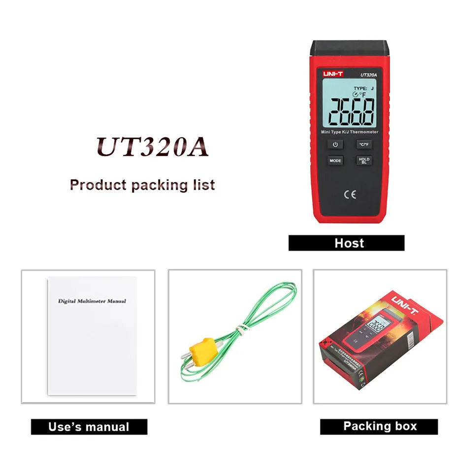 UNI-T термометр термопара UT320D UT320A мини Контакт Тип двухканальный K/J температура метр подсветка данных держать от авто