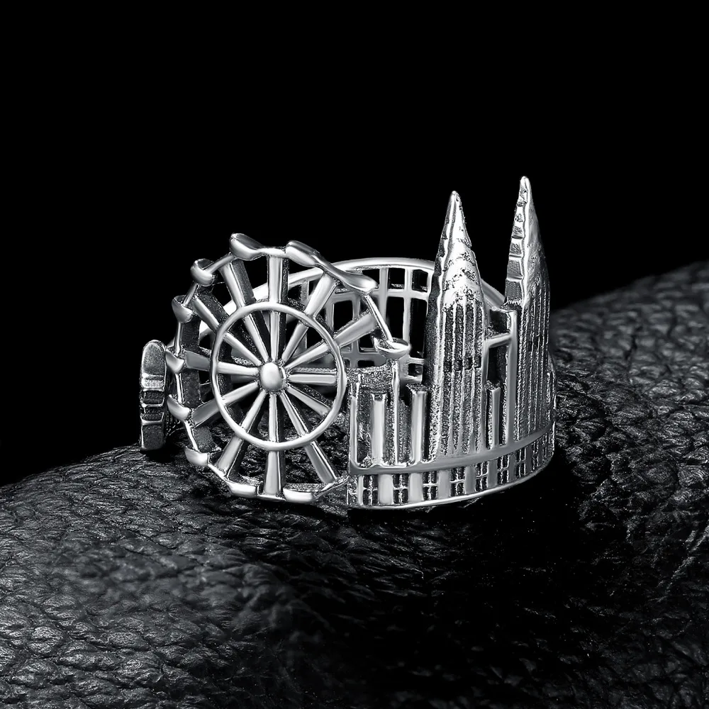 JewelryPalace 925 пробы серебро Винтаж World Travel сувенир Twin башни регулируемое Открытое кольцо Новая горячая Распродажа как красивый подарок