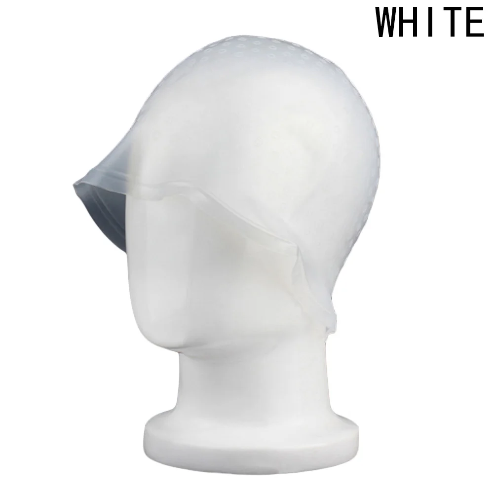 white 1 шт. профессиональные краски Кепки силиконовые окрашенная с капюшоном запеченная овсянка с капюшоном вязаный крючком Кепки-белая шляпа+ вязаный крючком Инструменты для укладки - Цвет: white