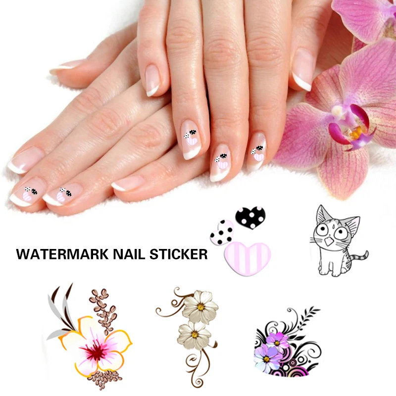 1pc Women's New Nail Sticker Cat Water Transfer Slide Decal Sticker Nail Art Tips To Decor Etiqueta do prego