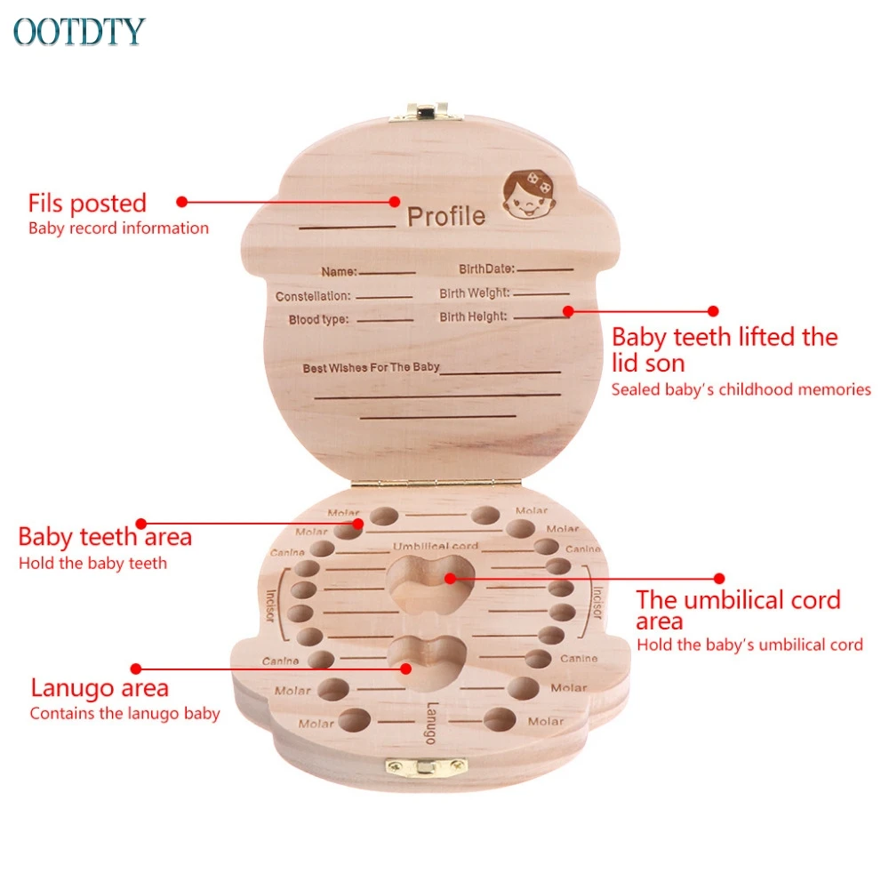 Горячая коробка зуба органайзер для детей для хранения зубов молока деревянный ящик для хранения в подарок для мальчика девочки#330